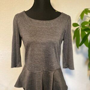 Vintage Inspired Heather Gray Peplum Blouse